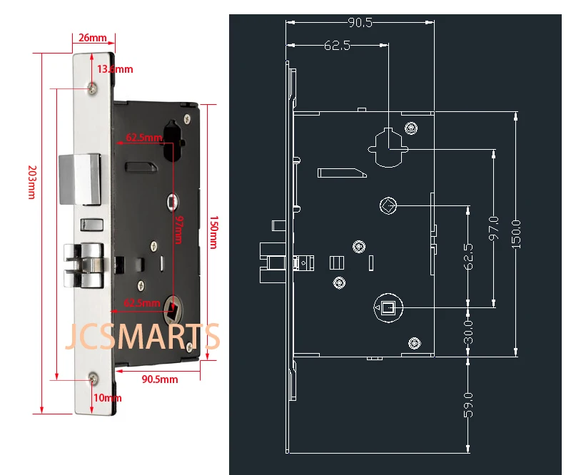 Nr. 2 kurze elektronische Hotels chloss USA Standard Ansi Einst eck schloss für Holztür – Detail 3