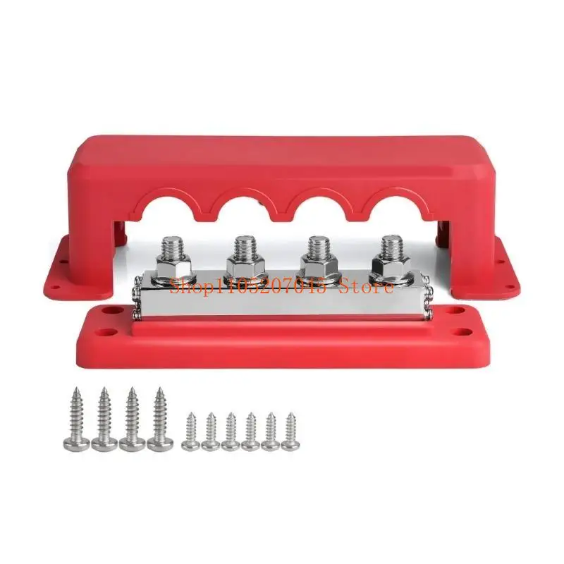 37cd Marine Bus Bar 48V with 3/8” Post,Battery Bus Bar with Cover 600A Power Distribution Terminals Block for Car