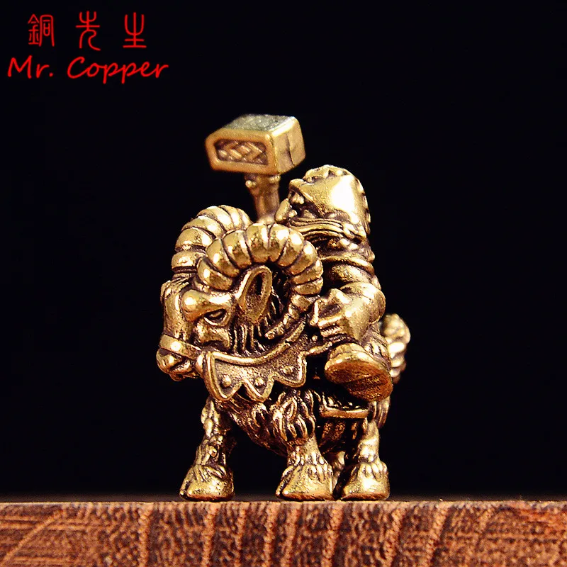 Brass Goat Dwarf Warrior Figurine Miniature Desktop Ornaments Retro Metal Models Small Statue Home Decoration Crafts Accessories