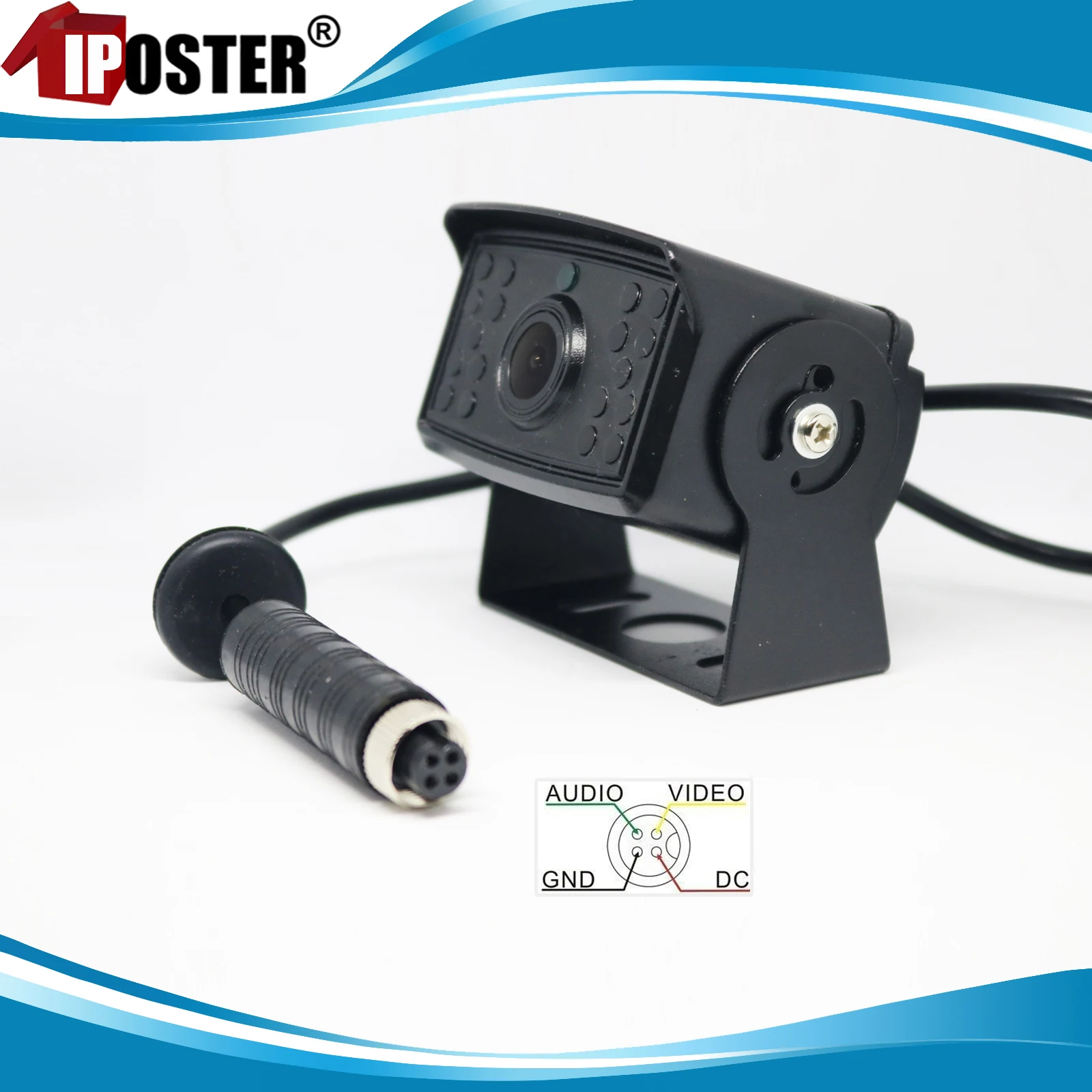 

iPoster 4PIN Heavy Duty CCD Color Rear View Backup Camera Reversing 120 Degree 18 IR LED Night View Waterproof 12-24V For Truck