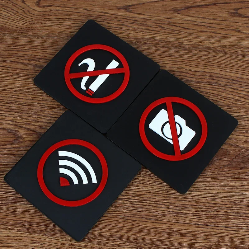 10cm Warning Sign WIFI Sign No Smoking Logo No Trespassing Warning Plaque Video Surveillance Public Shope Signage