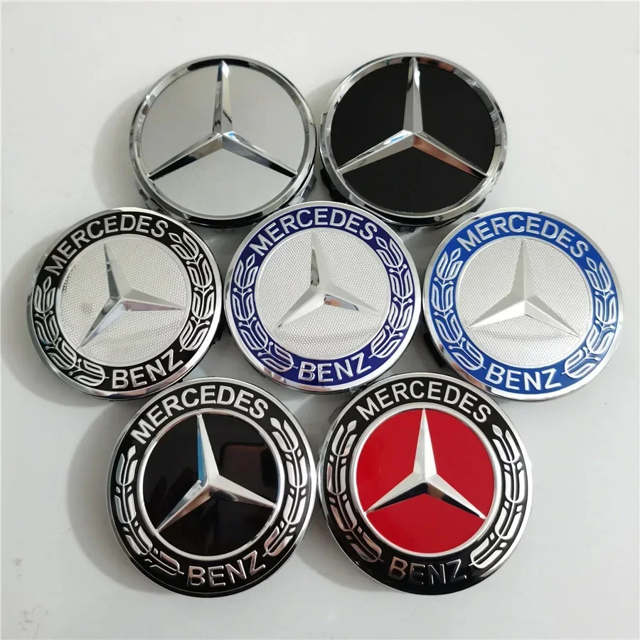 4ชิ้น/เซ็ต75มม. สำหรับ Mercedes Benz AMG W206 W220 W203 W205 W211 W212ฝาสติ๊กเกอร์ติดล้อรถยนต์ฝาจุกยางรถสัญลักษณ์ Benz