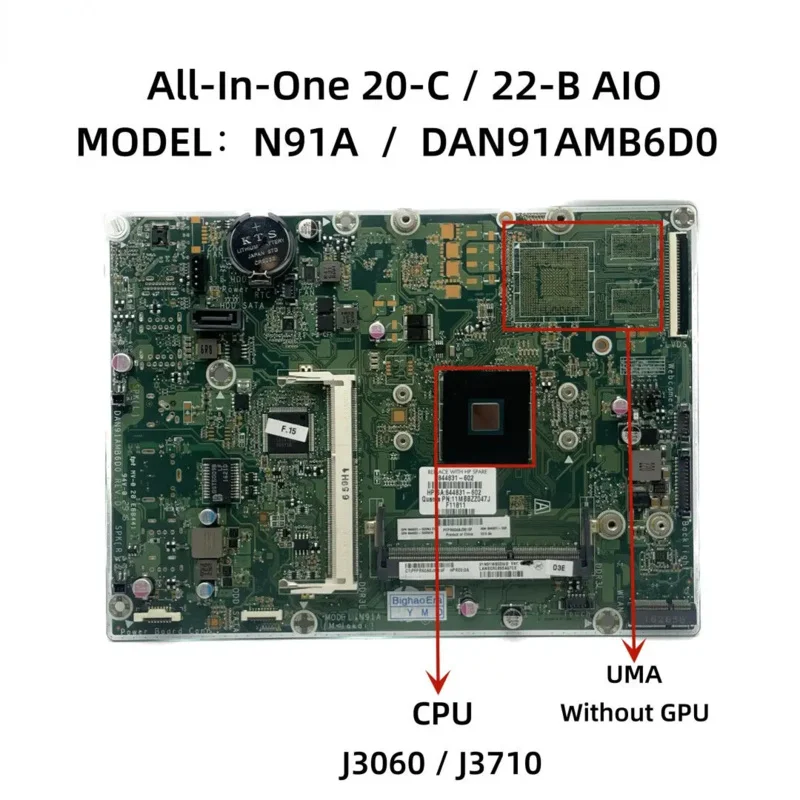 

DAN91AMB6D0 для основной платы HP 24-G 22-B 20-C AIO J3060 J3710 844831 -601-Используется