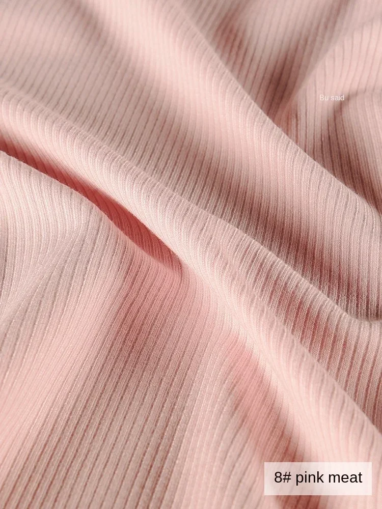 Knitted Ribbed Fabric Spring Summer Elasticity Striped Slim Fitting Designer Cloth Apparel Sewing Fabric Rayon Spandex Material