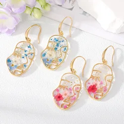 Makersland Face Earrings For Women Trend Jewelry Statement Earring Dried Flowers Creative Pendant Fashion Luxury Drop Earrings