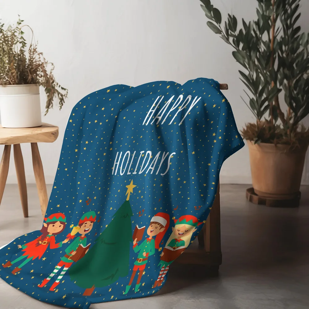 

Праздничное одеяло с изображением эльфа, уютный рождественский декор, праздничный подарок, теплое фланелевое покрывало, двустороннее одеяло, домашний текстиль, рождественский декабрь