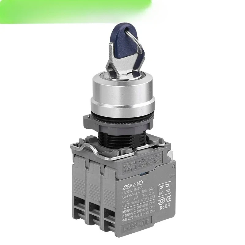 

3NO3NC contact key knob, screw foot wiring with light, red and green two level selection switch