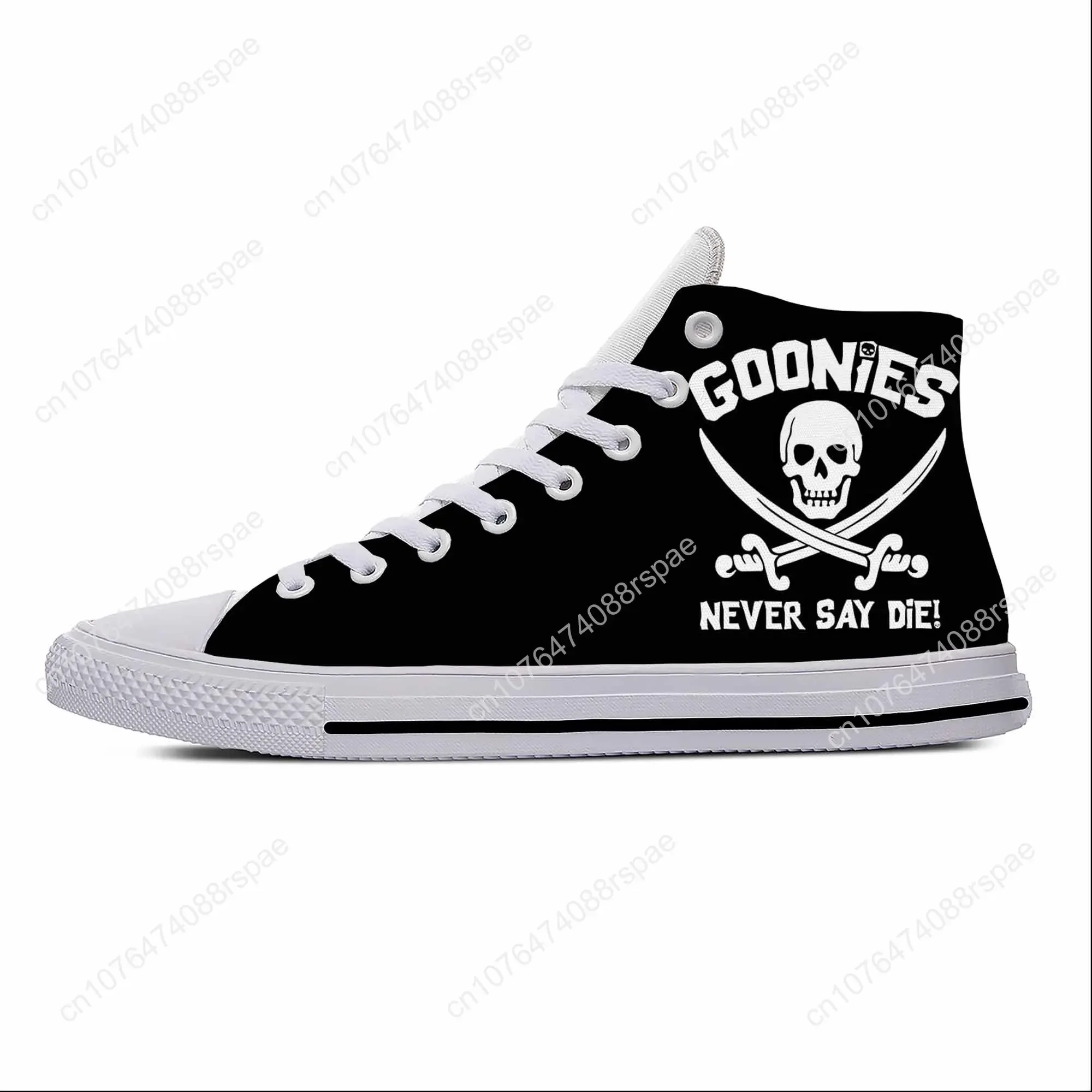 Goonies Nooit Zeggen Die Skull Pirate Rock Fashion Casual Stoffen Schoenen Hoge Top Lichtgewicht Ademende 3d Print Dames Sneakers