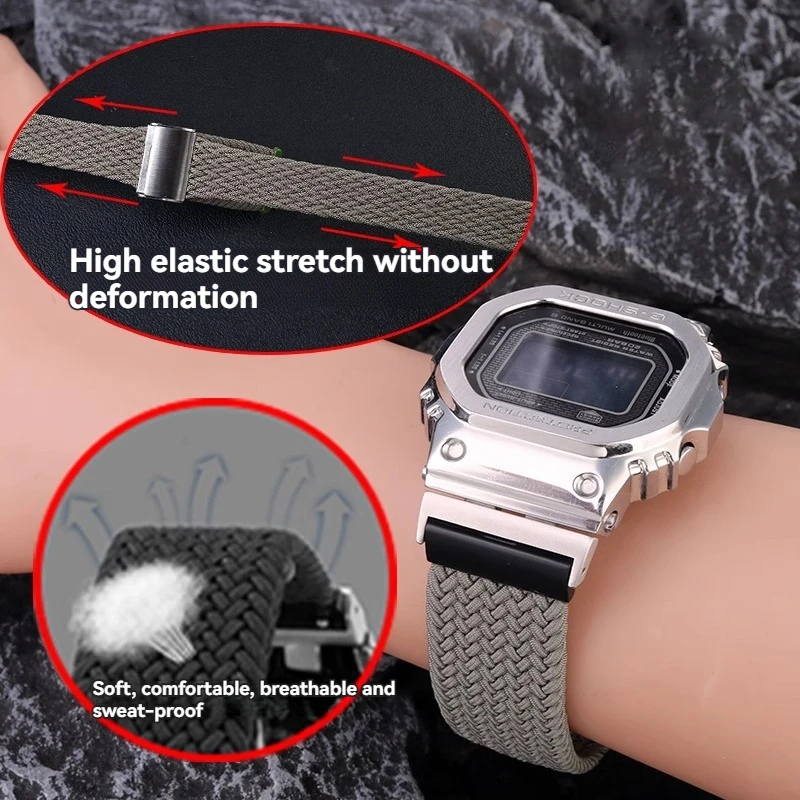 حزام نايلون عالي المرونة لسلسلة كاسيو جي شوك GMW-B5000 مقاوم للماء سوار من القماش على الموضة ملحقات ساعة رجالي