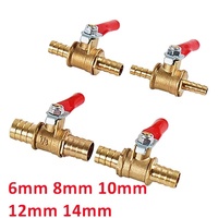1/4 6mm 8mm 10mm12mm Ball Faucet Shutoff Ball Valve Hose Barb Inline Water Oil Air Gas Fuel Line Small Brass Ball Valve