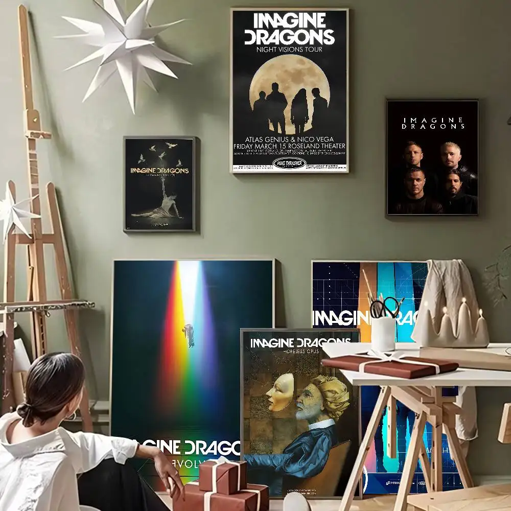 الموسيقى الساخنة تخيل التنانين ورقة بيضاء المشارك الرجعية كرافت ورقة ملصق DIY بها بنفسك غرفة بار مقهى خمر اللوحة الزخرفية #4