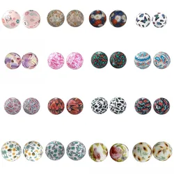 10/20Pcs New Printed Silicone Beads 15MM Round Food Grade Silicone Beads For Jewelry Making DIY Bracelet Keychain Accessories