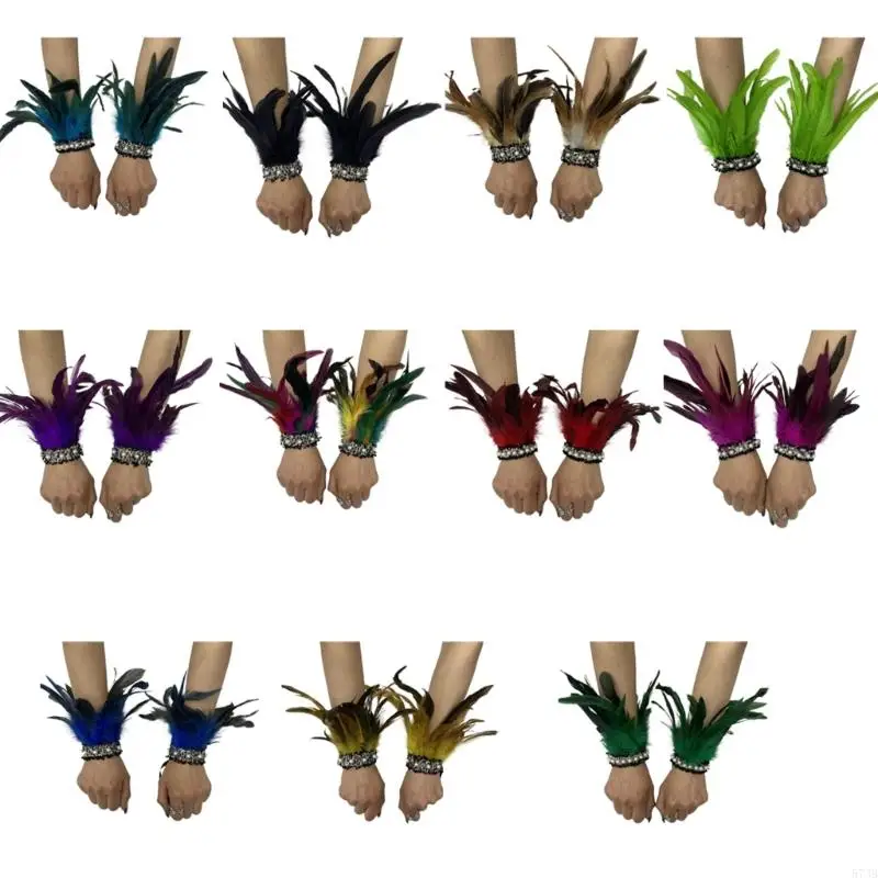 

573B Adjustable Feather Wrist Cuffs Suitable for Women Male at Halloween Parties Medieval Banquet Vintage Feather Bracelet