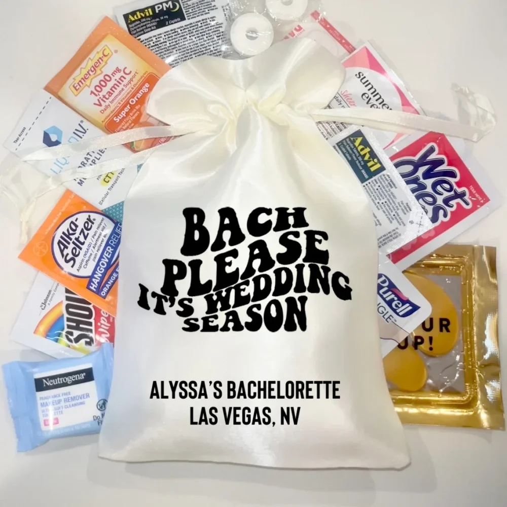 Bach Please It's Wedding Season Bachelorette Favor Bags|Custom Recovery Kit|Hangover Kits|Party Favor Bag|Bridal Shower Gifts