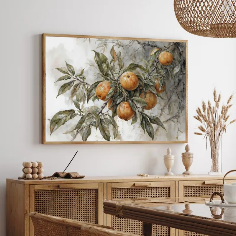 Still Life Vintage Roses Hydrangea Lemon Bread Figs Floral Poster Canvas Painting Print Rustic Farmhouse Wall Art Kitchen Decor