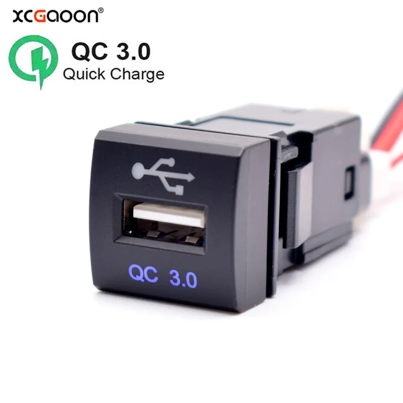 

22x22mm QC3.0 Mobile Phone USB Car Quick Charger for Toyota Land Cruiser Prado 150 Series Rav4 Camry Hiace Corolla 18W Max