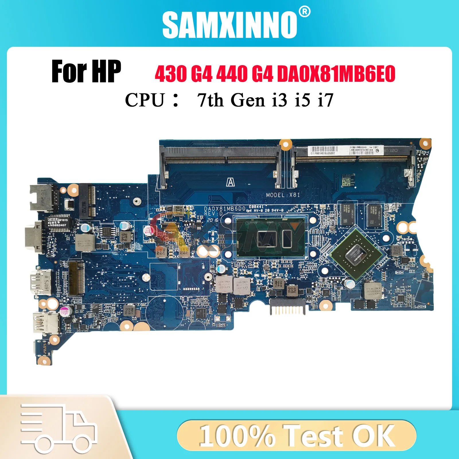 

DA0X81MB6E0 для ноутбука HP ProBook 430 440 G4, материнская плата 913100-001 913101-601 с процессором i3 i5 i7 DDR4, 100% полностью протестировано