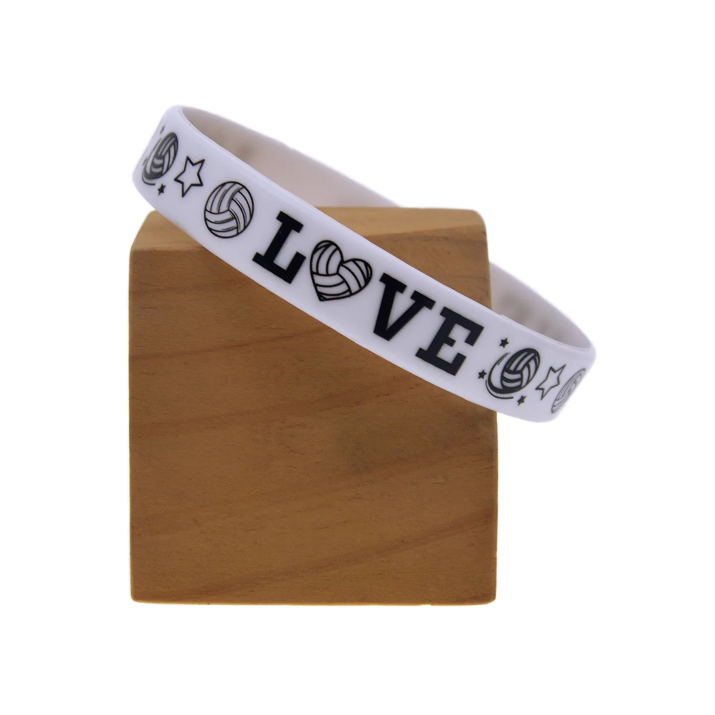 1PC/6PCS Volleyball Pattern Silicone Rubber Wristband Outdoor Competition Bangle Accessory