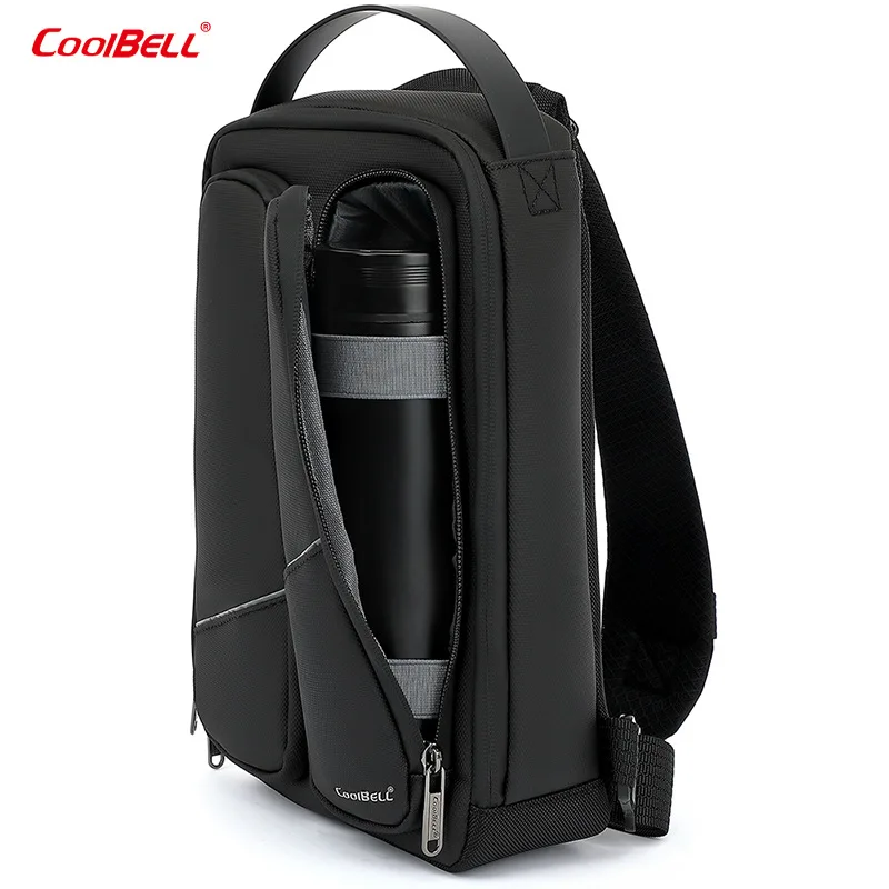 Coolbell-Bolso de pecho informal impermeable para hombre, bandolera Oxford ligera con carga USB, para viaje y senderismo