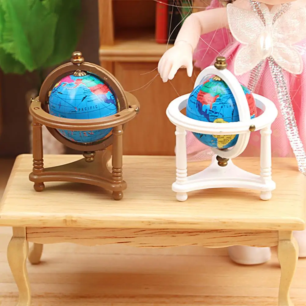 Small World Globe Mini World Globe Pretend Play Toys Decorative Funny 1:12 Dollhouse Scene Layout Small Blue Rolling Globe