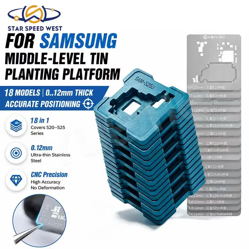 MIJING Z23 Middle Layer Tin Planting Platform with Magnetic Base And Steel Stencil for Samsung Series S25 S24 S23 S22 S21 S20