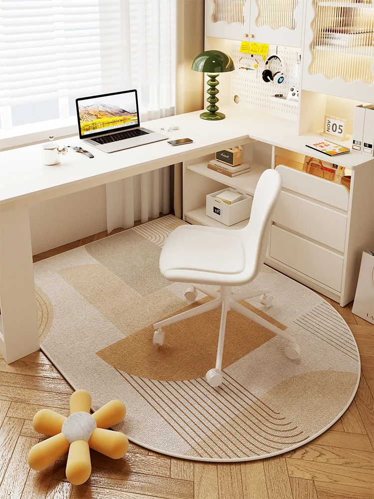 VIKAMA Cream Wind Study Swivel Chair Rug Bedroom Dresser Floor Mat Home Decor Non-Slip Wear Resistant Floor Mat Game Room Rug