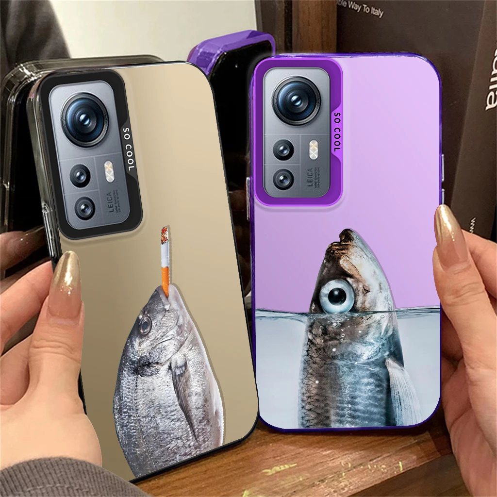 Braised Salted Fish For Redmi Note 13 12S 11S 10Lite Pro Max Plus 4G 5G Fashion Colorful Silver Phone Case