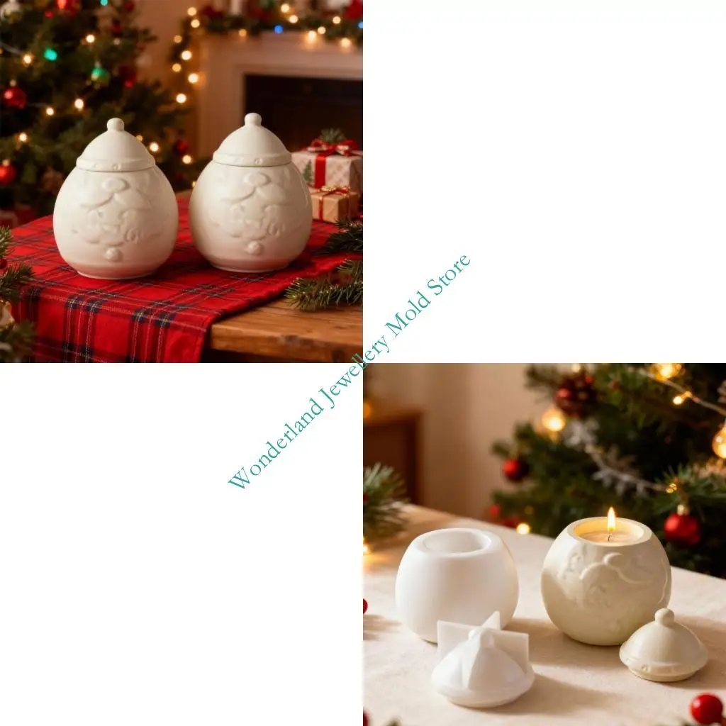 

H7EB Santa Silicone Mold For Christmas Crafts DIY Holiday Decorations Reusable Resin Jewelry Storage Container Tool