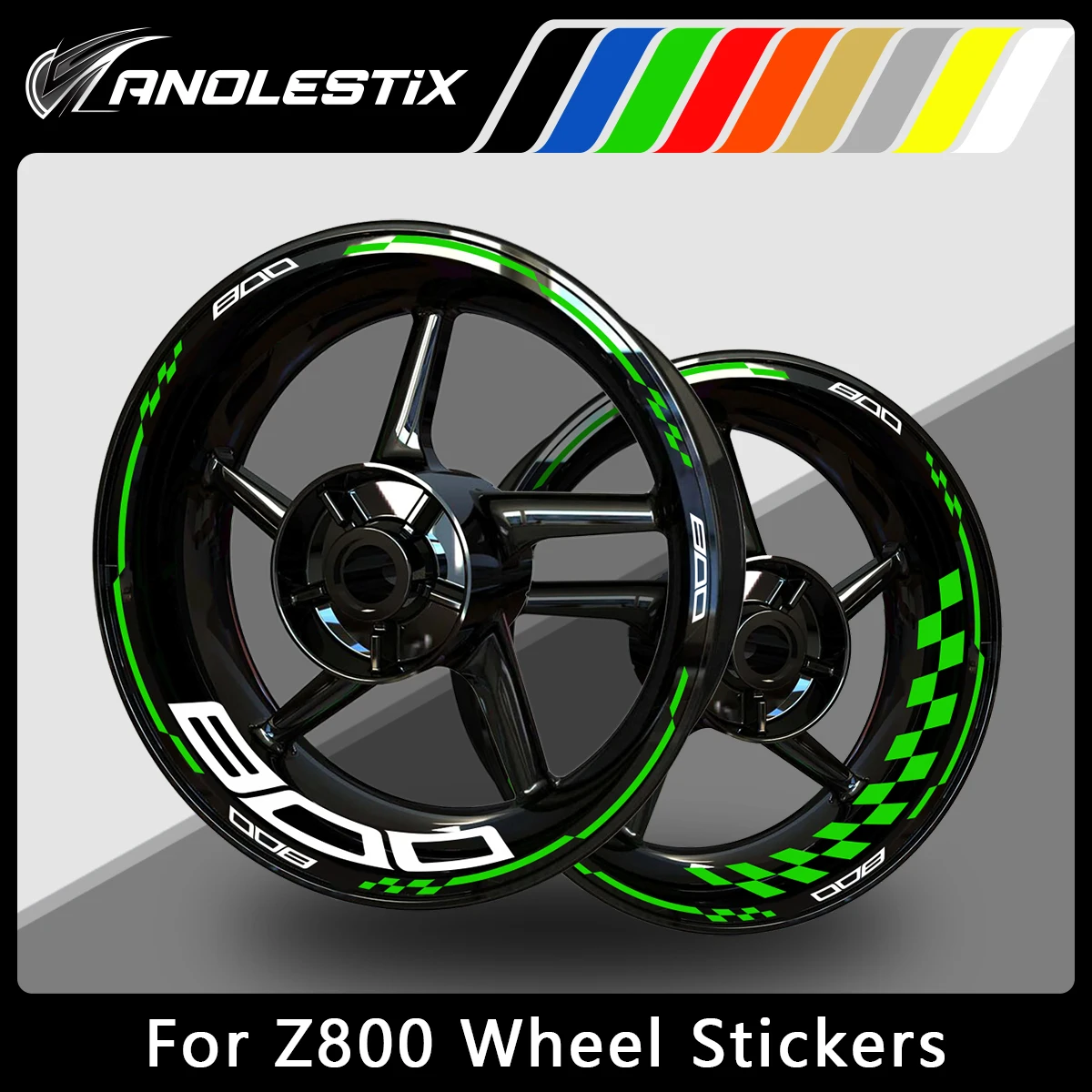 AnoleStix Reflective Motorcycle Wheel Sticker Hub Decal Rim Stripe Tape For Z800