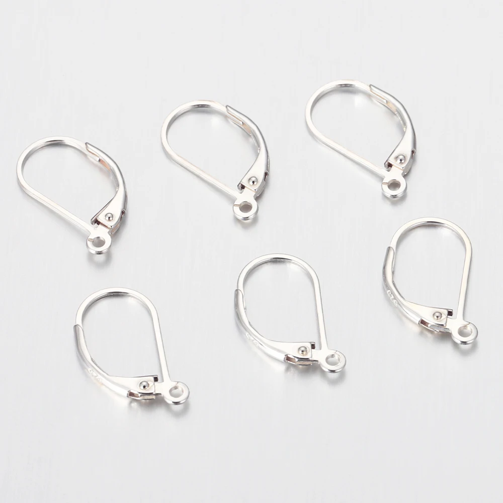 4pcs 925 Sterling Silver Hypoallergenic Ear Hook Anti Allergy Earring Base Clasps for Diy Jewelry Making Earrings Components