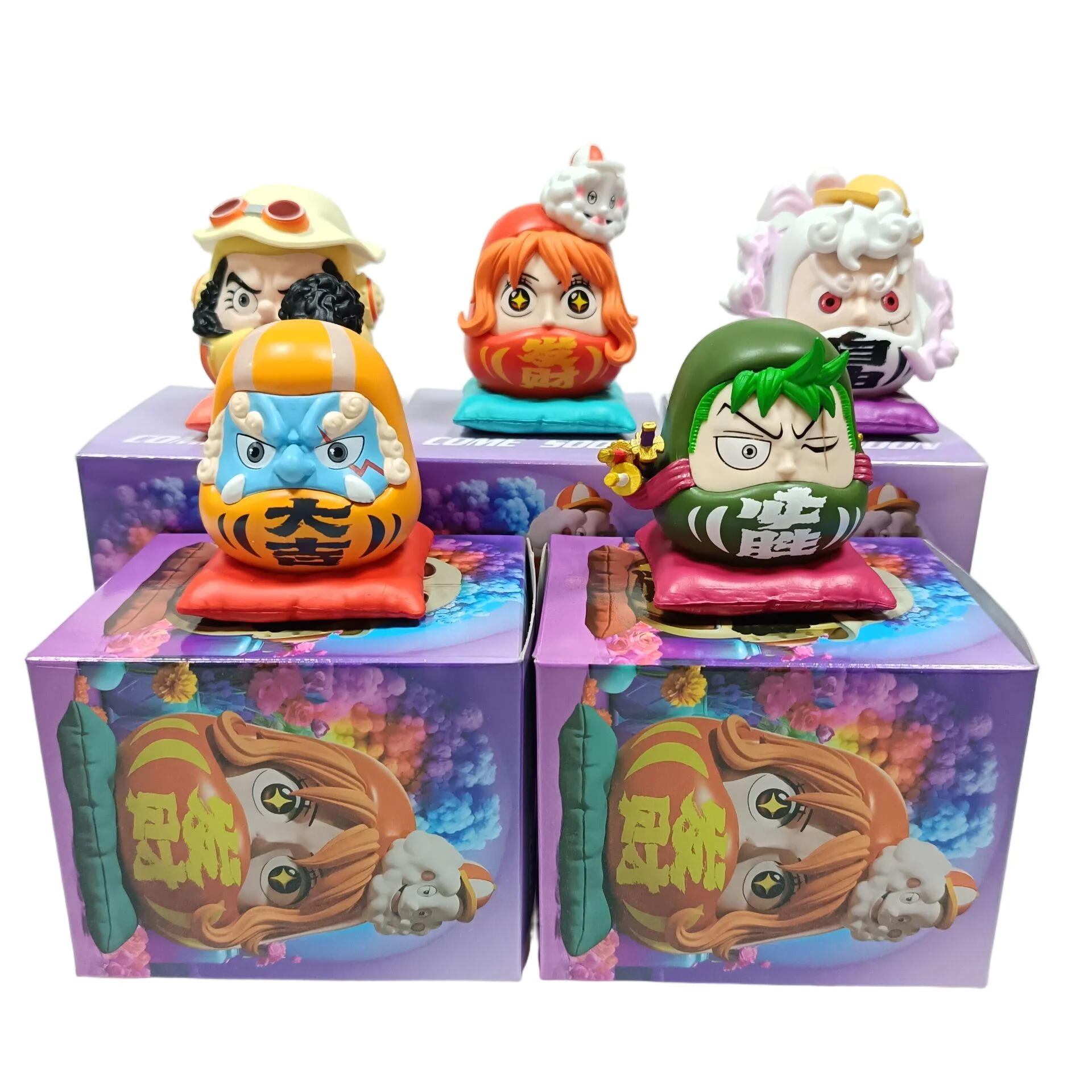 

5 шт. One Piece Anime Q Edition Damo Egg Trendy Play Луффи Сона Красивая глухая коробка ручной работы Кукла Украшение Подарок Автомобильное украшение