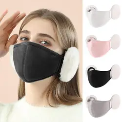 Kawaii gezichtsbedekking wolkvorm schattige gezichtsbedekking met konijnenbont oorwarmer zachte oorwarmers slanke gezichtsbedekking pluche winter gezichtsbedekking