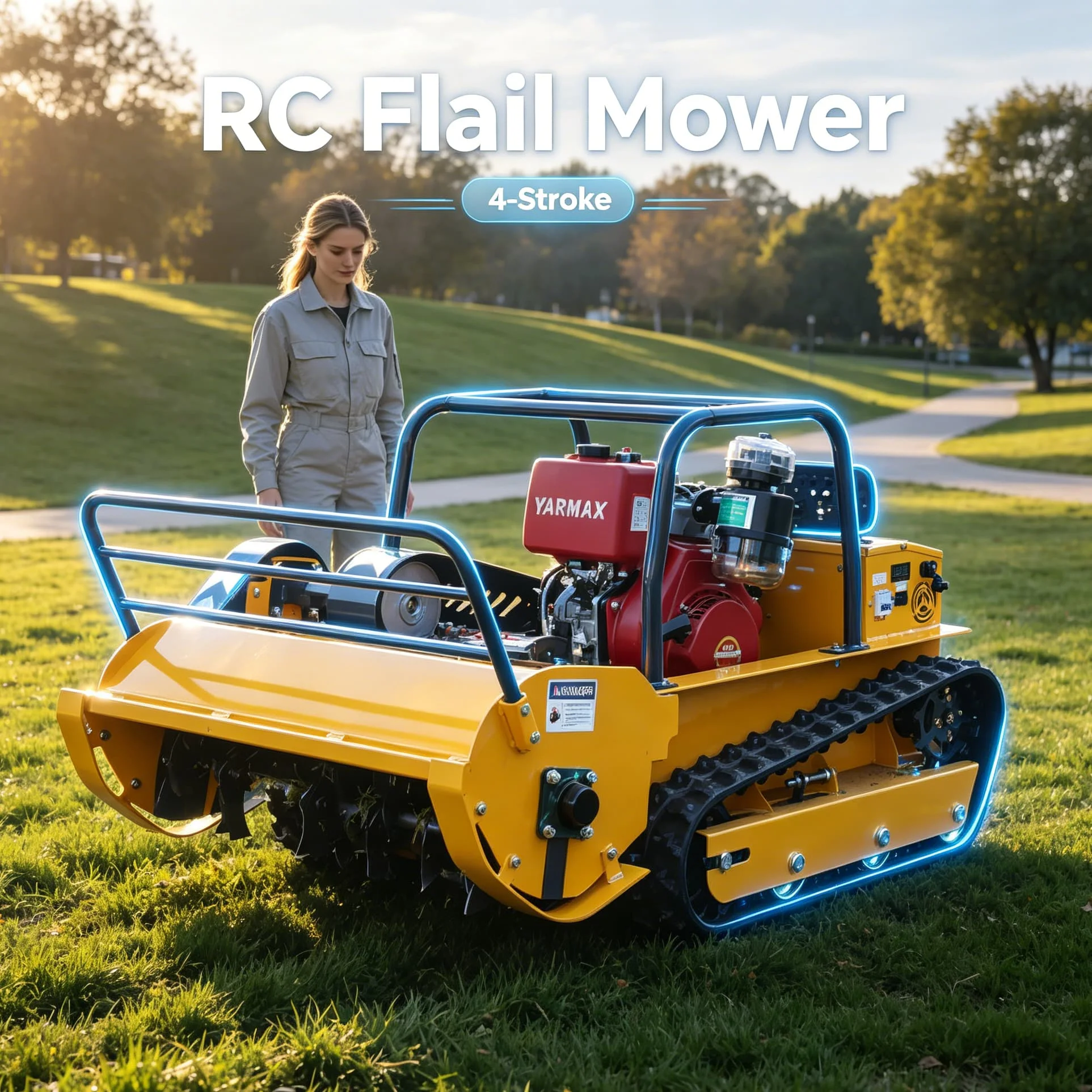 Customized Mountain Farmland four‑stroke self-propelled Gas Flail Mower, gas flail lawn mower for mountain farmland grass