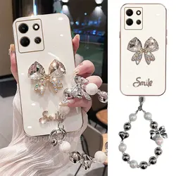 Pearl Bow Wristband Phone Case For Infinix Note 30 Pro VIP 5G 30i Note30 Note30i Soft Silicone Protective Back Cover