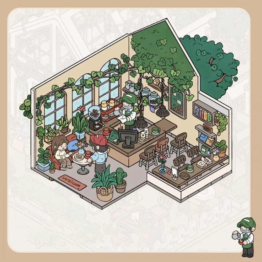 

Square Box Workshop Flip Cover 3.0 Miniature Collection Stickers Scrapbooking Material Cartoon DIY Handbook Stickers Girl Design