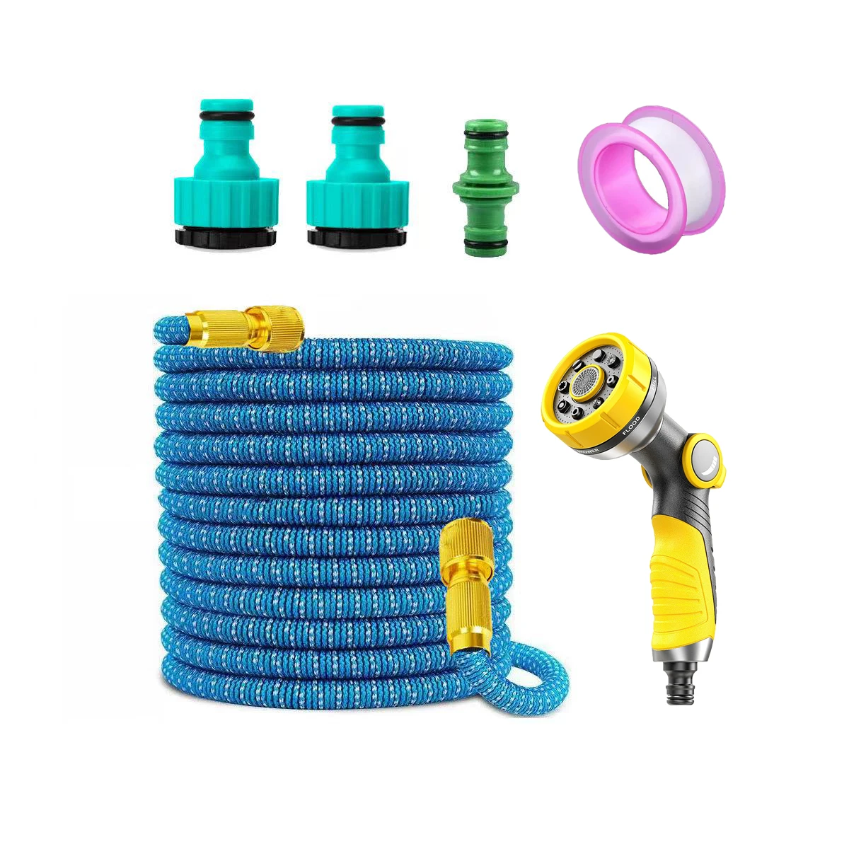 Expandable Garden Water Hose with 7 Pattern Spray Nozzle, Flexible Magic Water Pipe 25-100ft 4 Sizes for Yard Car Washing