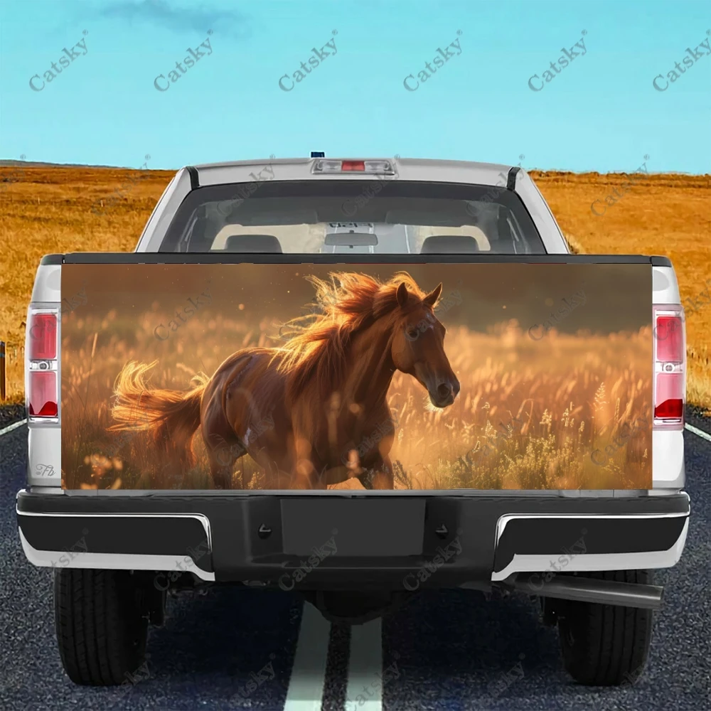 Horse Runing Wildlife Truck Tailgate Wrap Professional Grade Material Universal Fit for Full Size Trucks Weatherproof