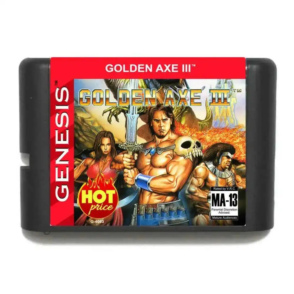 Cartucho de Jogo Reproduzido Golden Axe III 16 Bit MD para Sega Genesis Mega Drive