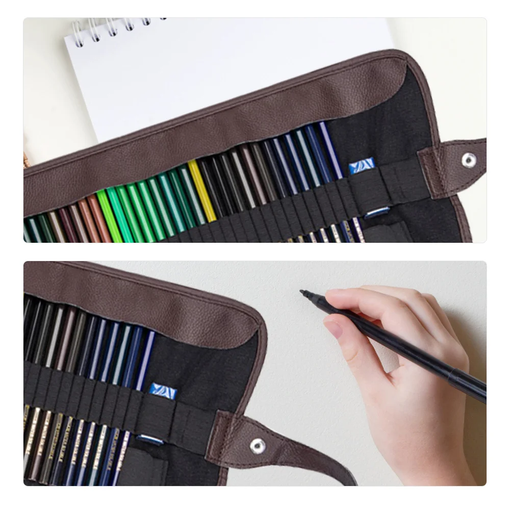 72-Hole Canvas Pencil Roll Storage Bag Large Capacity For Art Painting Pen Pouch Stationery Holder Student Supplies Organizer