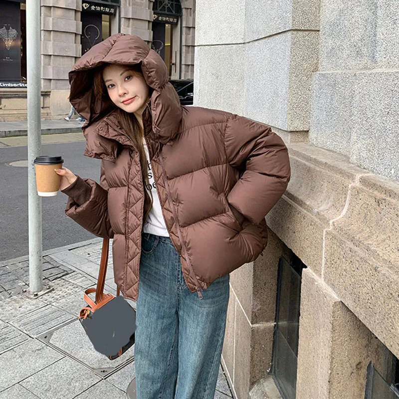 2025 Autumn Winter Short Parkas Women Korean Fashion Thick Warm Down Cotton Jacket Woman Casual Loose Hooded Cotton-Padded Coat