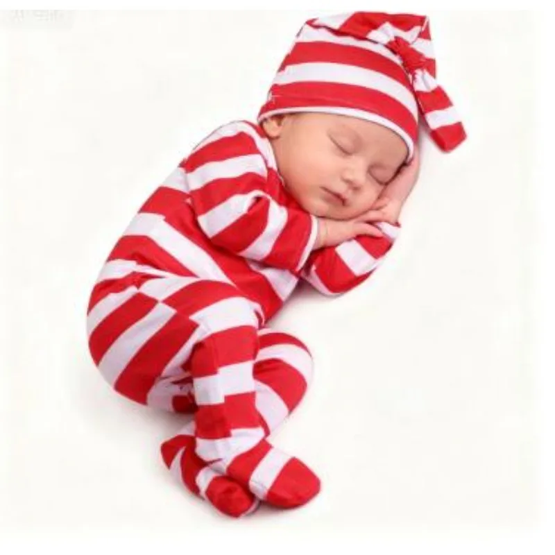 

Комплект из 2 предметов, рождественский реквизит для фотосессии новорожденных, наряды, вязаная крючком одежда, красная шляпа Санта-Клауса, штаны, реквизит для детской фотографии