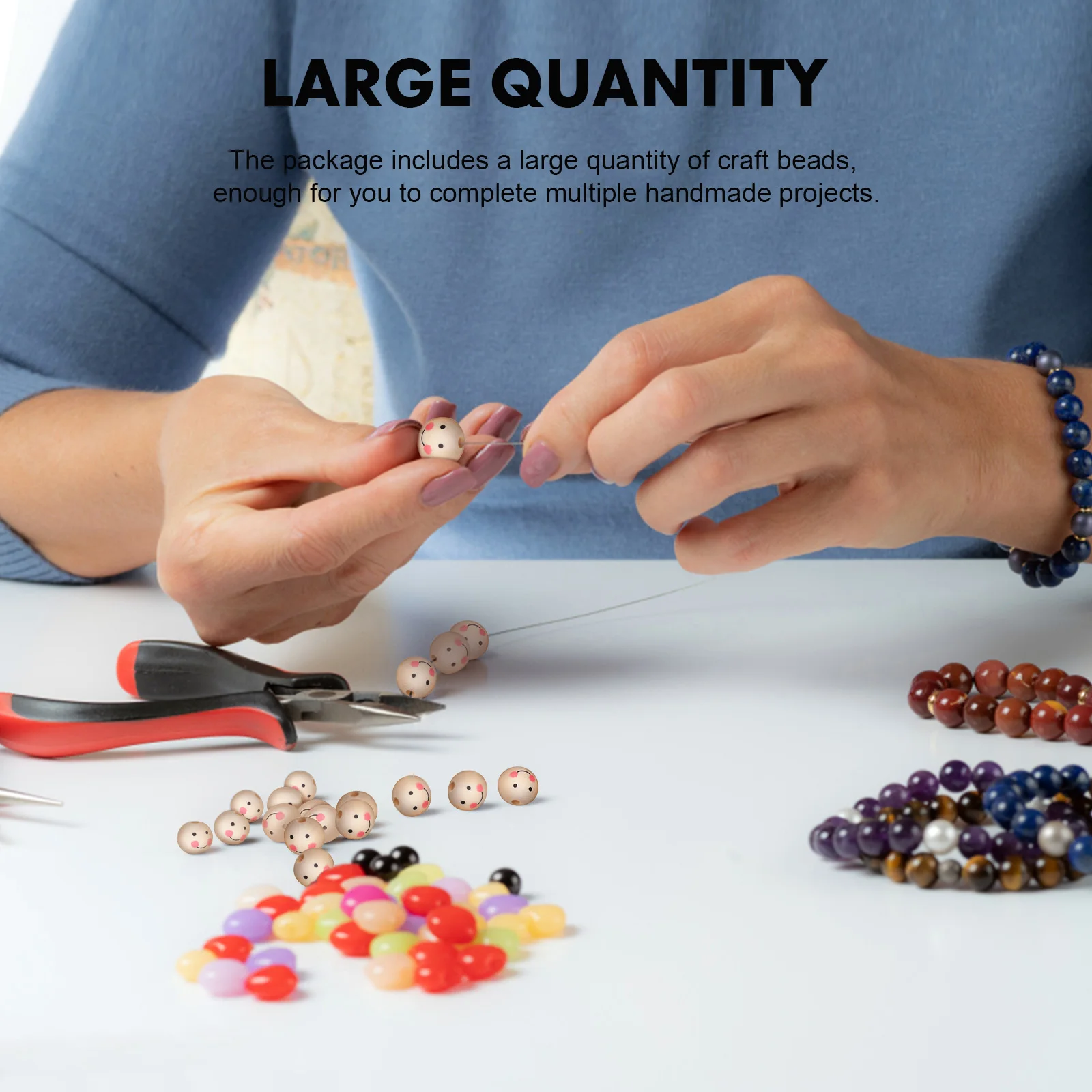 

50pcs Wooden Beads 20mm Round Smile Faces Craft Supplies Jewelry Making Bracelets Necklaces Keychains Bag Pendants Wood Rounds