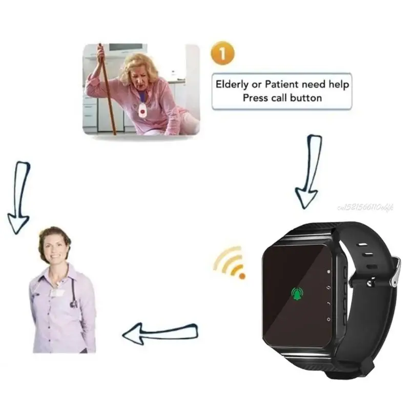 27RB كبار السن المنبه أمان معصمه ماء من البلاستيك اللاسلكي أداة المطعم