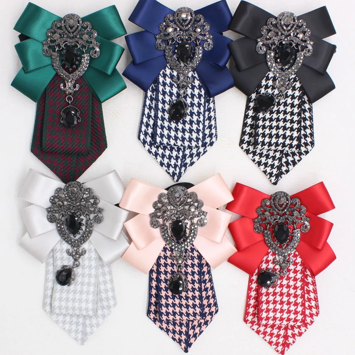 

Adjustable Strap Neckties Original Handmade Bow Tie Luxury Rhinestones Ribbon Men Women's Korean British Suit Shirt Accessories