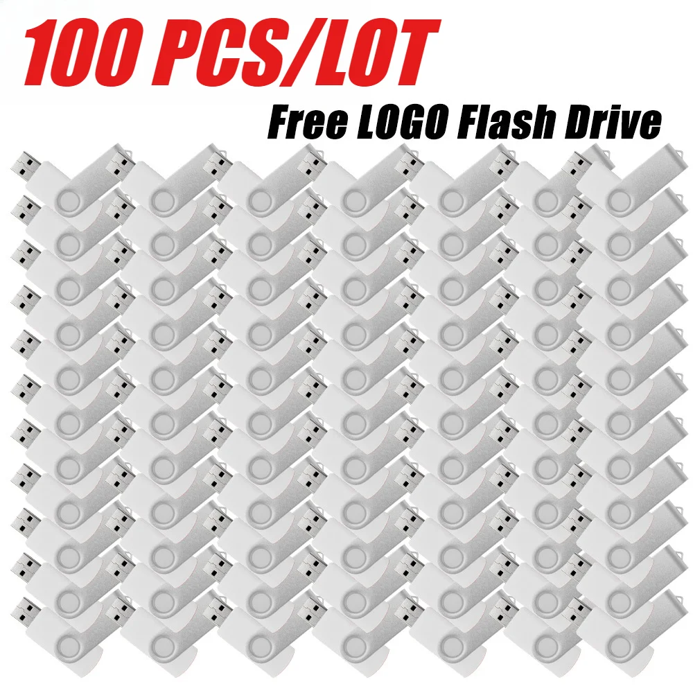 100Pcs USB 2.0 Flash Drive Pendriev 4GB 8GB 16GB Free Customized Logo Pen Drive 128MB 1GB 2GB Pendrives Memory Stick 32GB 64GB