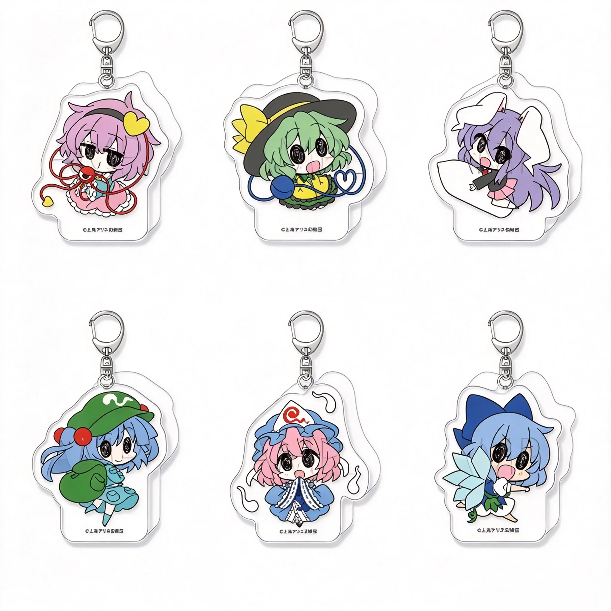 Anime Touhou Project CharaDitional Toy Ver Reimu Hakurei Q-Style Acrylic Pendant Keychains Bag Decorations