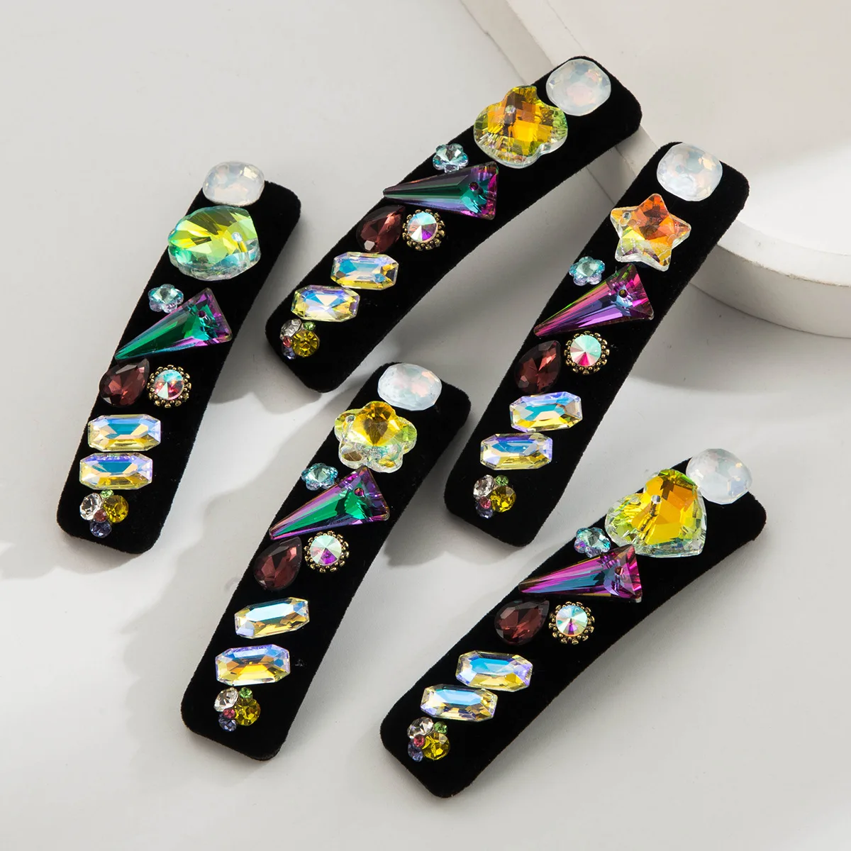 

Shiny Colorful Glass Diamond Apple Heart Flower Star Hair Clip