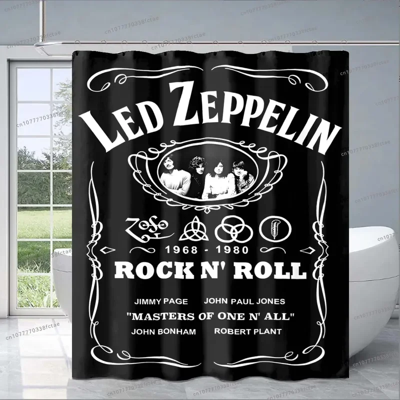 Rock and Roll Band LED Zeppelined Shower Curtain Retro Heavy Metal Rock Band Shower Curtain Bathroom Fashion Decoration Gift