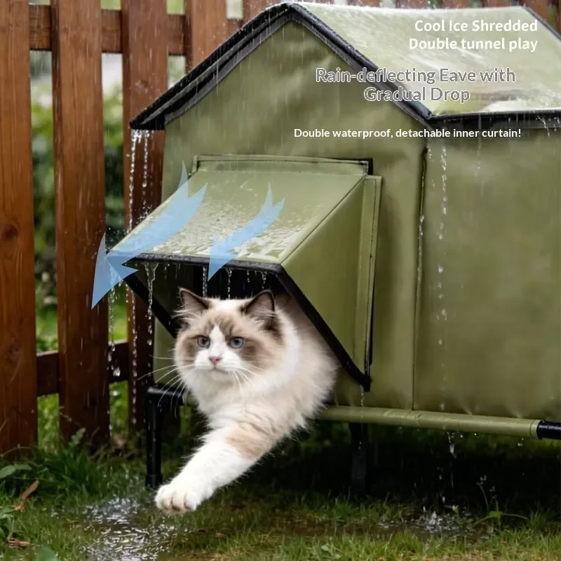 Cat bed winter warm outdoor four seasons universal warm heat medium fabric hut pet supplies