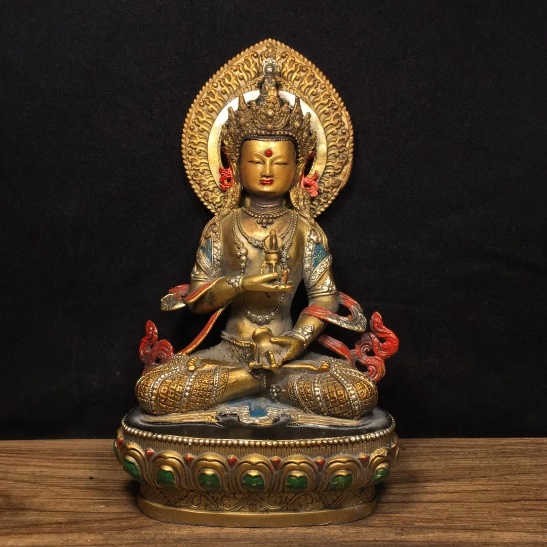 22cm pure copper painted antique bronze artifact Vajrasattva Tibetan Buddha